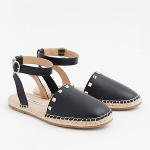 Faux Leather Studded Espadrille Flat